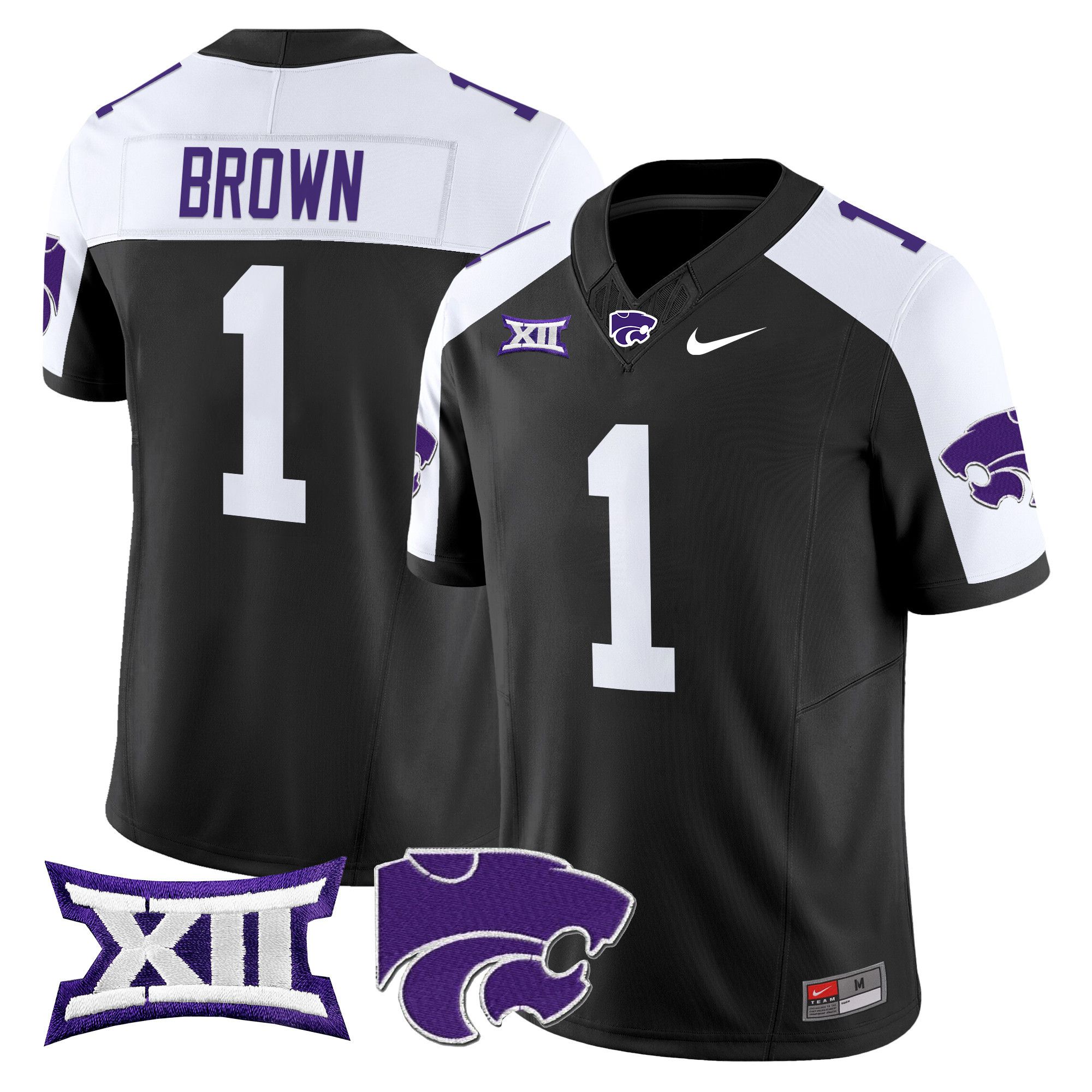 Men Kansas State Wildcats #1 Brown Black Nike 2024 Vapor Limited NCAA Jersey->ncaa teams->NCAA Jersey